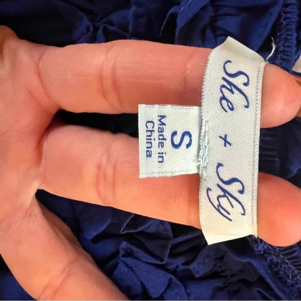She + Sky Off the shoulder top ruffle royal blue feminine fairycore Size Small - Picture 3 of 10